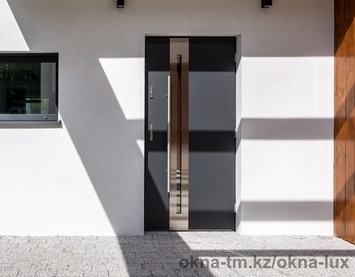 Входная алюминиево-деревянная панельная дверь с низким порогом 1150 х 2400